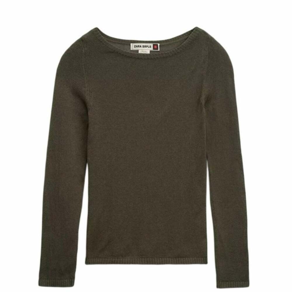 Zara Soft Knit Long Sleeve Top Sweater Light Khaki Womens Size L Ref 3039/450